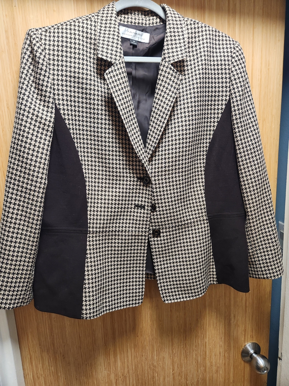 Tahari Arthur S. Levine Houndstooth Colorblock Skirt Suit Blazer Set Size 18